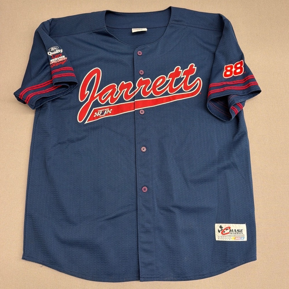 Chase Authentics NASCAR Dale Jarrett 88 Navy Blue‎ Mesh Baseball Jersey Mens XL